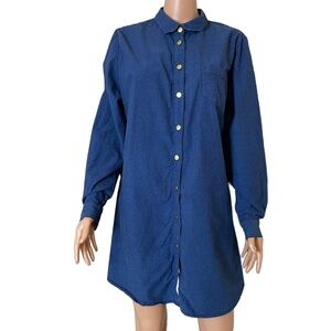 Soft Surroundings 100% Cotton blue button down long shirt SZ L